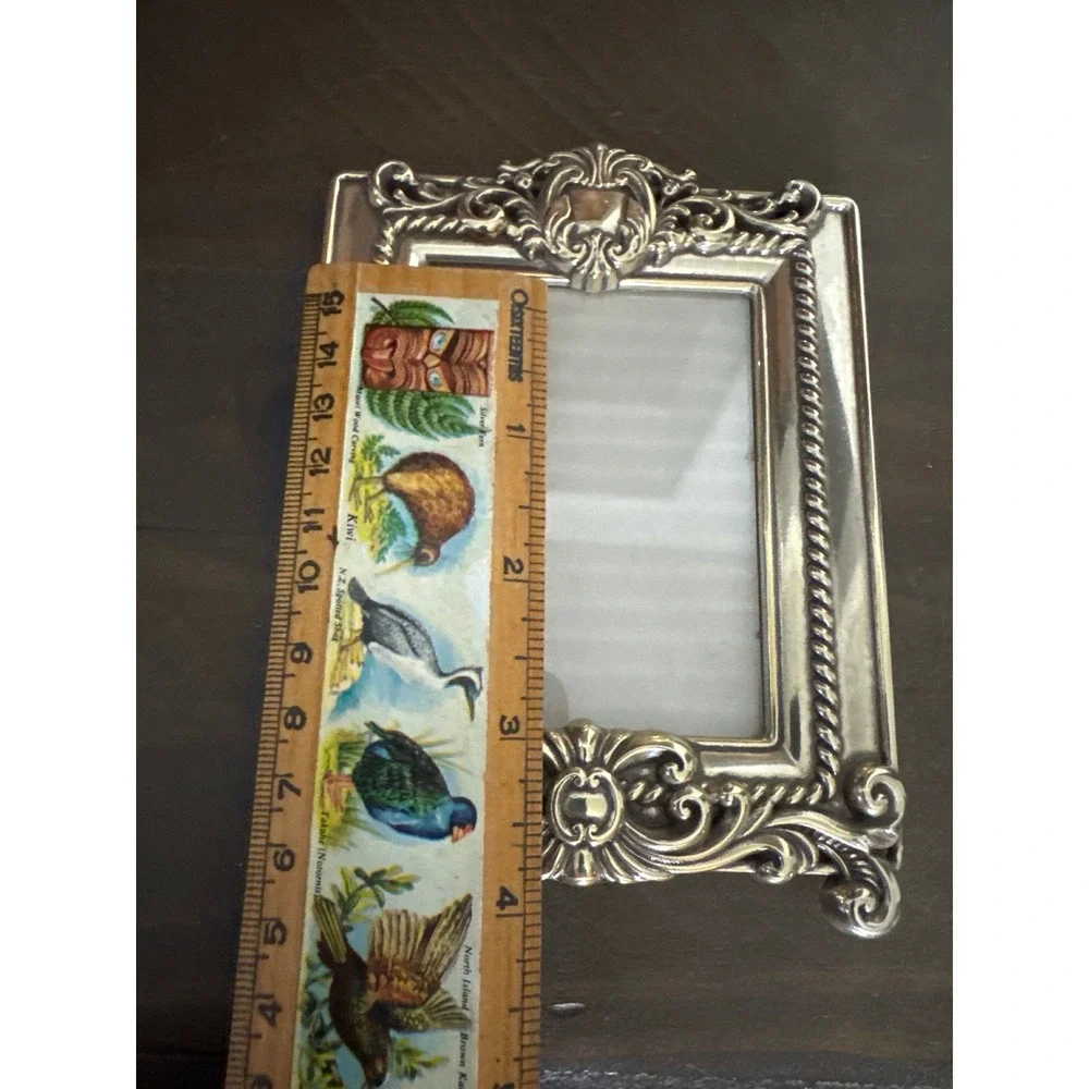 Brighton Silver Tone Ornate Baroque Scroll Rope Border Small Picture Frame 5x4
